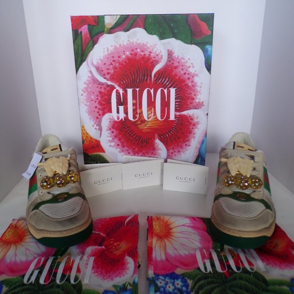 Gucci Screener Sneaker w/ Jeweled Cherries - 10UK - Picture 1 of 10